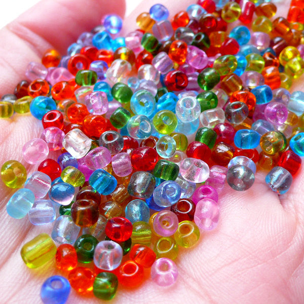6/0 Seed Beads / 4mm Glass Beads (Mixed Color / 30gram / 450pcs) Small  Loose Bead Mini Little Colorful Beads Bracelet Necklace Supplies F278